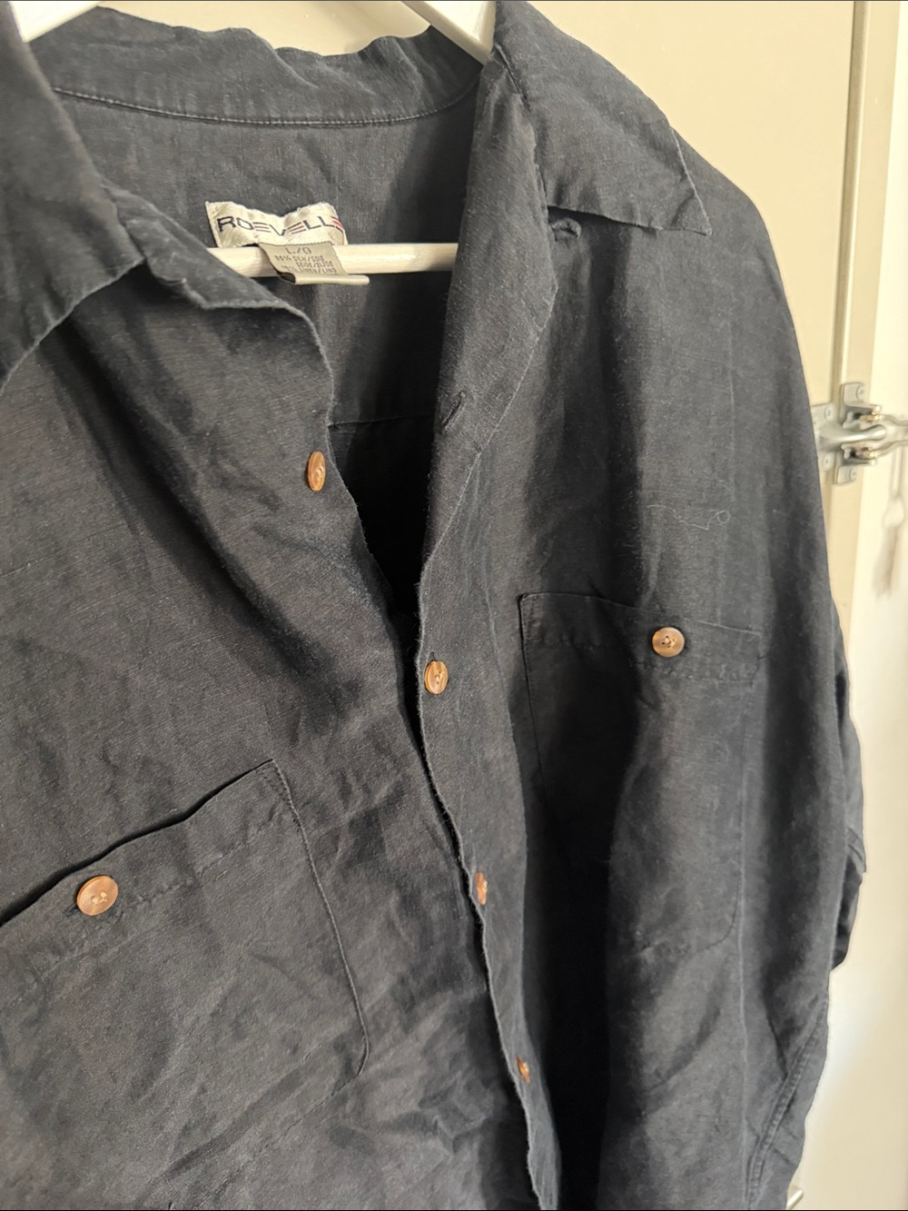 Vintage Black Short-Sleeve Button-Down Shirt